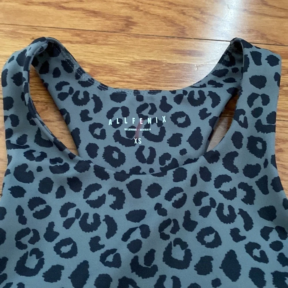 ALL FENIX Leopard Print Longline Racerback Sports Bra - XS